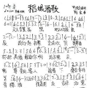 稻城酒歌_民歌简谱_词曲:甲波扎西 阿金