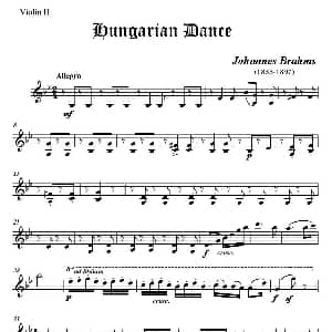 小提琴谱 | 匈牙利舞曲 弦乐四重奏第二小提琴分谱 勃拉姆斯