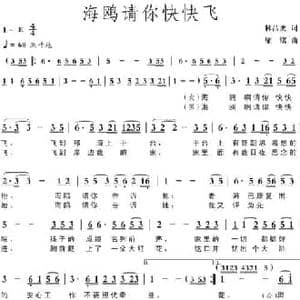 海鸥请你快快飞_民歌简谱_词曲:林昌奕 梁铭