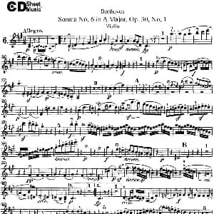 小提琴谱 | Violin Sonata No.6 in A Major Op.30 No.1