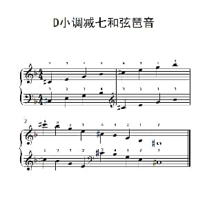D小调减七和弦琶音 钢琴谱