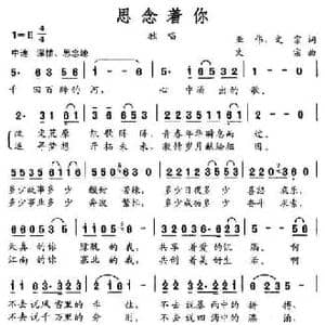思念着你_民歌简谱_词曲:亚伟 文宗 文宗