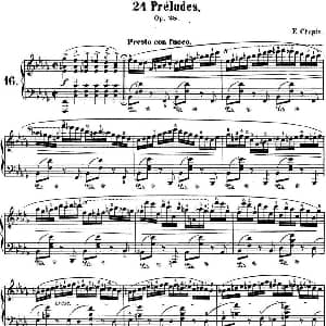 肖邦 24首钢琴前奏曲 Op.28 No.16 降B小调 钢琴谱 肖邦