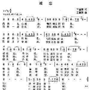 难忘_歌曲简谱_词曲:王富强 王富强