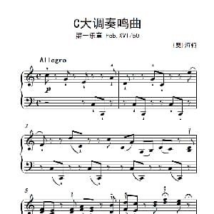 第九级1.C大调奏鸣曲 第一乐章 Hob.XVI 50 钢琴谱 奥 海顿