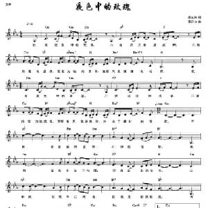 夜色中的玫瑰_通俗唱法乐谱_词曲:颜志刚 黄正方