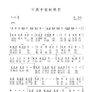 不属于我的世界_通俗唱法乐谱_词曲:赵伟 黄永杰
