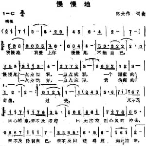 苏芮演唱金曲 慢慢地_通俗唱法乐谱_词曲:陈大伟 陈大伟