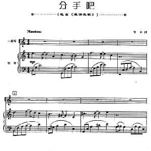 小提琴谱 | 分手吧 选自 悲伤恋歌 小提琴 钢琴伴奏