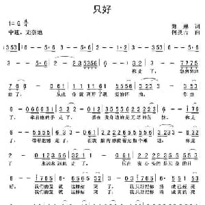 只好_通俗唱法乐谱_词曲:郑琳 何炎吉
