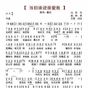 当初谁说谁爱我_歌曲简谱_词曲:黑羽 赵鑫