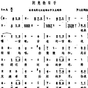 闪亮的日子_通俗唱法乐谱_词曲:罗大佑 罗大佑