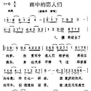 雨中的恋人们_通俗唱法乐谱_词曲:简宁