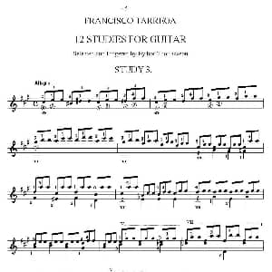 他雷加12首练习曲之3 吉他谱