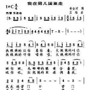 我在男儿国里走_民歌简谱_词曲:李金河 王维