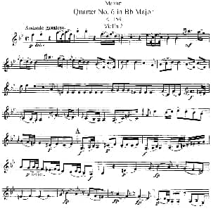 小提琴谱 | Mozart Quartet No.6 in Bb Major,K.159 Violin 2分谱