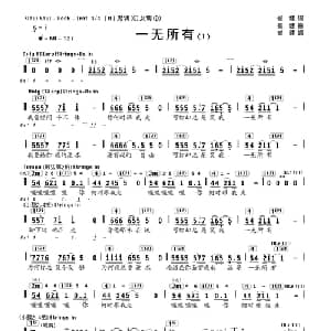 一无所有_通俗唱法乐谱_词曲:崔健 崔健