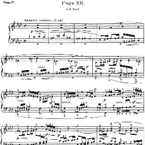 巴赫 平均律钢琴曲集 第一卷 之赋格曲 钢琴谱 巴赫