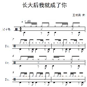 长大后我就成了你 架子鼓谱 王佑贵
