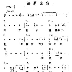 请原谅我_通俗唱法乐谱