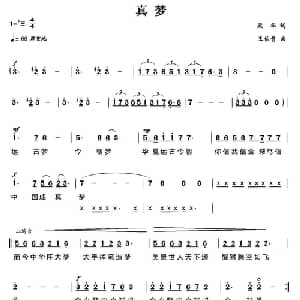 真梦_通俗唱法乐谱_词曲:梁华 王佑贵