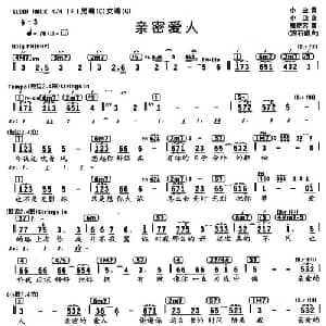 亲密爱人_通俗唱法乐谱_词曲:小虫 小虫