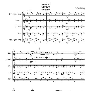 萨克斯谱 | Take Five 无伴奏爵士五重奏总谱