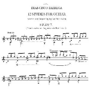 他雷加12首练习曲之7 吉他谱