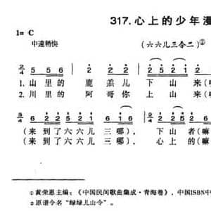 心上的少年漫来_民歌简谱