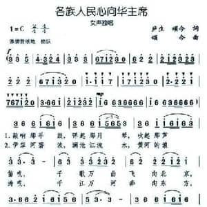 名族人民心向华主席_民歌简谱_词曲:庐生 颂今 颂今