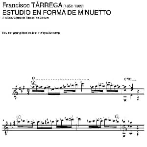 ESTUDIO EN FORMA DE MINUETTO A la Srta.Consuelo Pascual de Boldum 吉他谱 弗朗西斯科 泰雷加 Francisco Tarrega 1852 1909