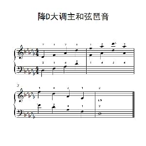 降D大调主和弦琶音 钢琴谱