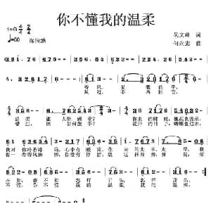 你不懂我的温柔_通俗唱法乐谱_词曲:吴文峰 何永志
