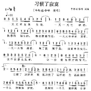 习惯了寂寞_通俗唱法乐谱_词曲:牛奶@咖啡 牛奶@咖啡