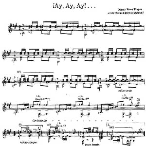 iAy Ay Ay！... 吉他谱 奥古斯汀 巴里奥斯 曼戈雷 Agustin Barrios Mangore