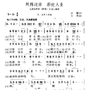 风雨过后 彩虹人生_通俗唱法乐谱_词曲:王健 王莉