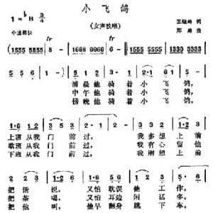 小飞鸽_民歌简谱_词曲:王晓岭 郑路