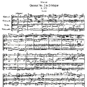 小提琴谱 | Quartet No. 2 in D Major, K. 155. D大调第二弦乐四重奏 奥 莫扎特