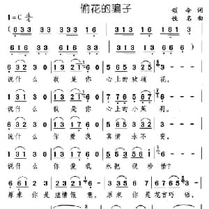 偷花的骗子_通俗唱法乐谱_词曲:颂今 佚名