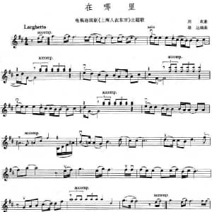小提琴谱 | 在那里 电视剧 上海人在东京 主题歌 刘欢