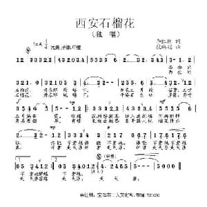 西安石榴花_通俗唱法乐谱_词曲:李红林 段鹤聪