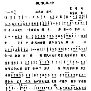 流浪风中_通俗唱法乐谱_词曲:夏哥 蔡宗政