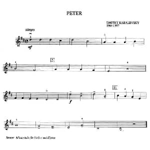 小提琴谱 | Dmitry Kabalevsky Peter 加拿大小提琴考级 预备级