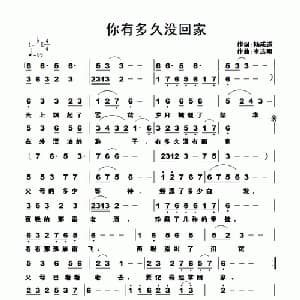 你有多久没回家_通俗唱法乐谱_词曲:杨成道 李志明