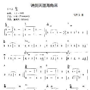 电子琴谱 | 请到天涯海角来 徐东蔚