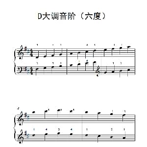 D大调音阶 钢琴谱
