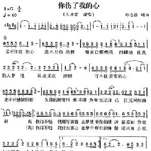 你伤了我的心_通俗唱法乐谱_词曲:郑忠信 郑忠信