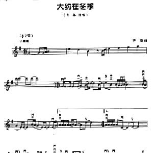 二胡谱 | 大约在冬季 五线谱 齐秦