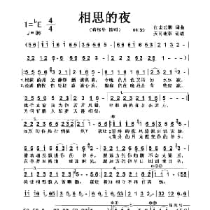 相思的夜_通俗唱法乐谱_词曲:红尘云烟 红尘云烟