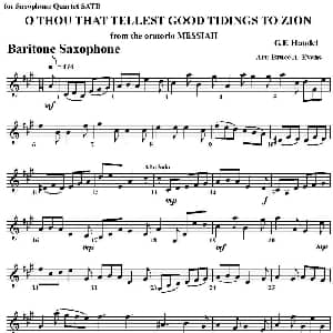 萨克斯谱 | O THOU THAT TELLEST GOOD TIDINGS TO ZION 四重奏 上低音萨克斯分谱